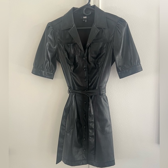 Paige Amina Dress - Black Vegan Leather - Picture 3 of 6